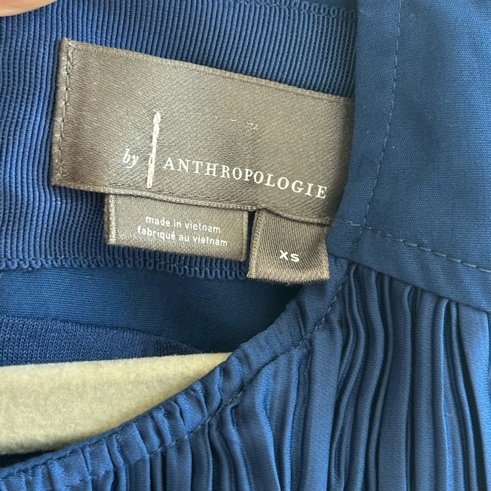 Anthropologie Cap-Sleeve Plissé Mini Dress in Blue - Picture 4 of 6